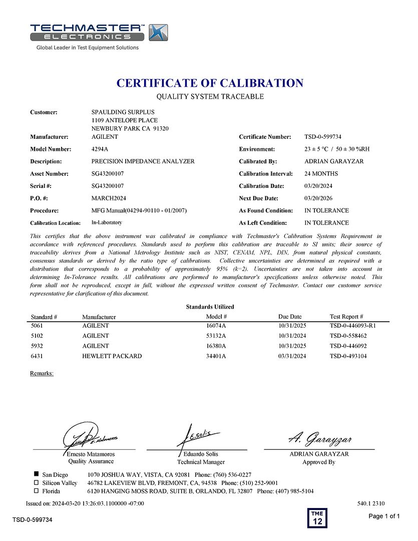 Agilent 4294A Cal Certificate-page-001
